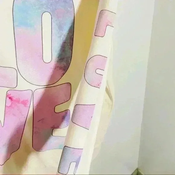 NWT Chaser Love Graphic Print Cream Pullover Sweatshirt - Picture 6 of 7